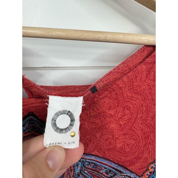 Akemi + Kin Anthro Multi-Color Tunic Top 3/4 Sleeve Sz S Boho Festival Folk Art - Picture 7 of 11